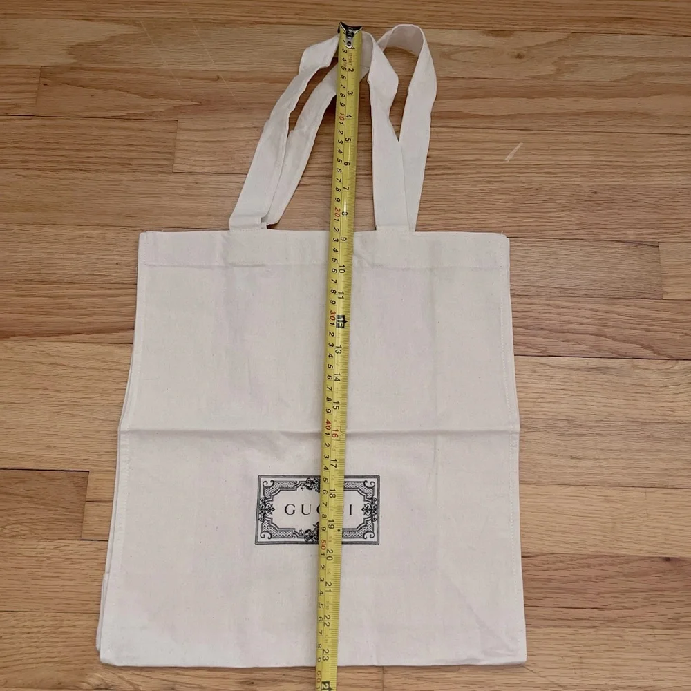 Gucci Cotton Eco Canvas Cotton Reusable Tan Tote Bag Logo Front